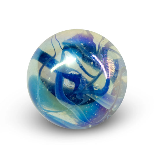 50mm Blue Speghetti Glass Marble "Toe Breaker"