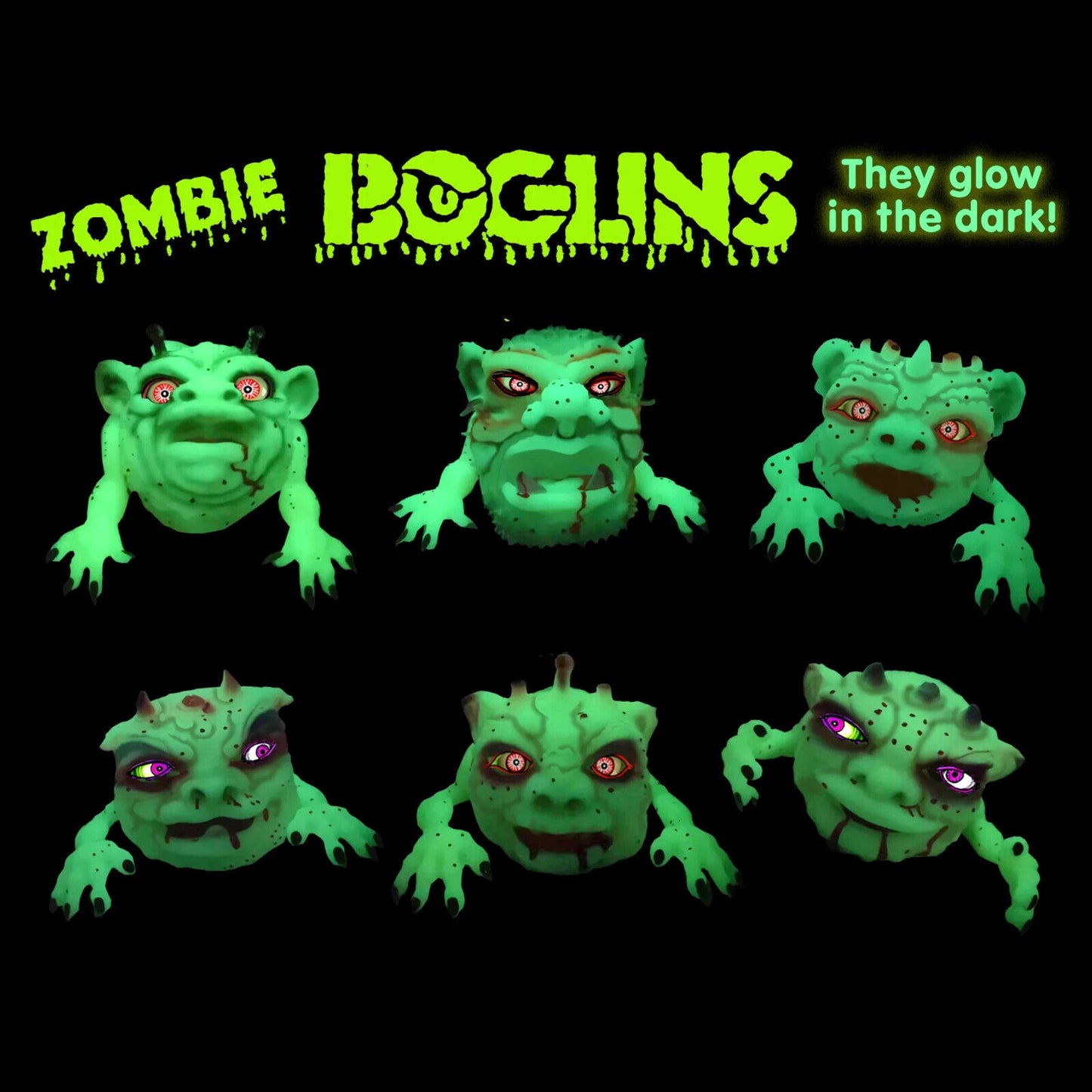 LIMITED EDITION Boglins ZOMBIE ZORT 8" Toy GLOWS Monster Puppet Box BONUS PIN