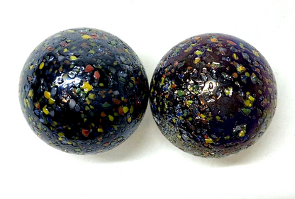 2 mammoth 42mm GLITTERBOMB Marbles glass ball Metallic Iridescent Confetti HUGE