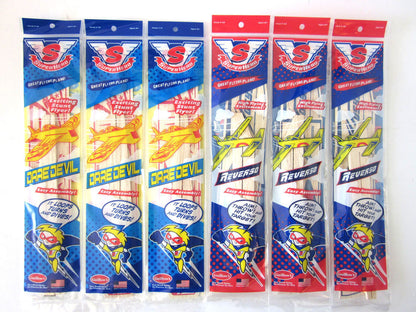 6 Guillow's Super Hero Balsa Wood Gliders ~Reverso and DareDevil