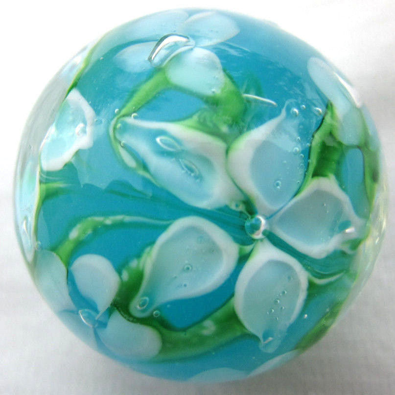 HIBISCUS Handmade Art Glass Collector Marble~22mm