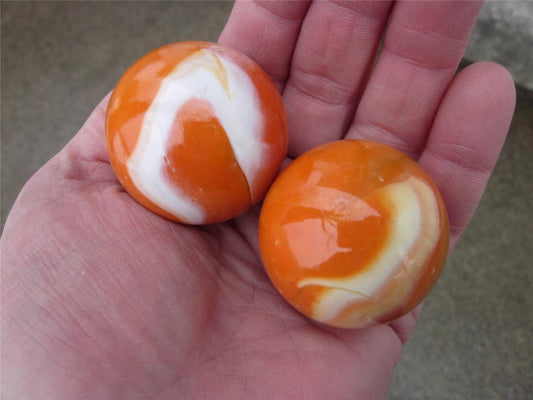 Big Game Toys 2pc Orange Creme Glass Marbles