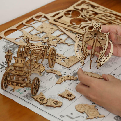Robotime laser cut Wood Pumpkin Cart Model Kit ROKR 3D Puzzle Cinderella Carriage Toy DIY