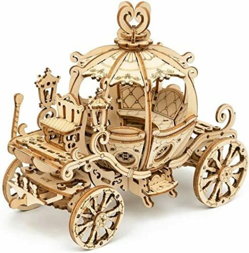 Robotime laser cut Wood Pumpkin Cart Model Kit ROKR 3D Puzzle Cinderella Carriage Toy DIY